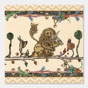 MEDIEVAL BESTIARY MAKING MUSIC,Violinist Lion,Hare Wallpaper