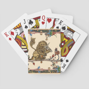 MEDIEVAL BESTIARY MAKING MUSIC Violinist Lion Playing Cards