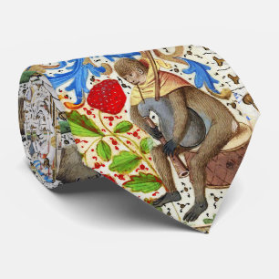 MEDIEVAL BESTIARY PLAYING MUSICAL INSTRUMENTS TIE