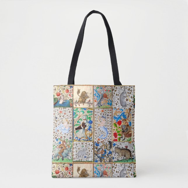 MEDIEVAL BESTIARY PLAYING MUSICAL INSTRUMENTS TOTE BAG (Front)