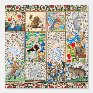 MEDIEVAL BESTIARY PLAYING MUSICAL INSTRUMENTS WALLPAPER