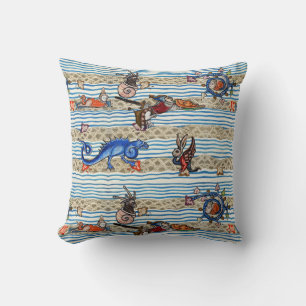 MEDIEVAL BESTIARY,SEA MONSTERS FANTASY ANIMALS  CUSHION
