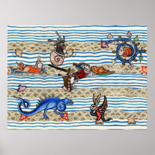 MEDIEVAL BESTIARY,SEA MONSTERS FANTASY ANIMALS POSTER