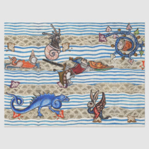 MEDIEVAL BESTIARY,SEA  MONSTERS FANTASY ANIMALS TISSUE PAPER