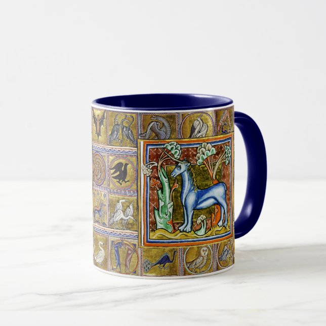 MEDIEVAL BESTIARY,UNICORN,FANTASTIC ANIMALS MUG (Front Right)