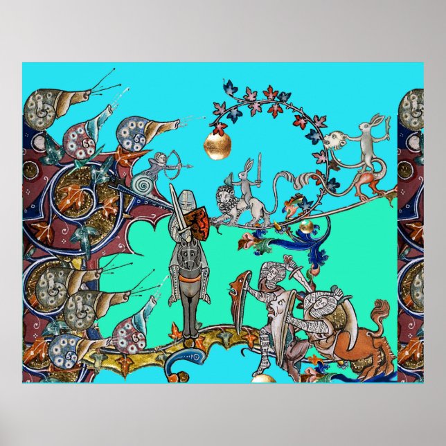MEDIEVAL BESTIARY WAR, KNIGHTS,GIANT SNAILS Blue Poster (Front)