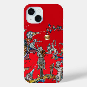 MEDIEVAL BESTIARY WAR, KNIGHTS,GIANT SNAILS Red iPhone 15 Case