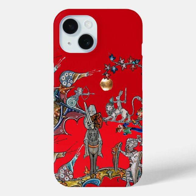 MEDIEVAL BESTIARY WAR, KNIGHTS,GIANT SNAILS Red Case-Mate iPhone Case (Back)