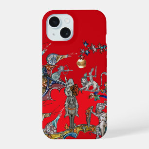MEDIEVAL BESTIARY WAR, KNIGHTS,GIANT SNAILS Red iPhone 15 Case