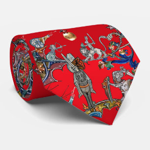 MEDIEVAL BESTIARY WAR,KNIGHTS GIANT SNAILS Red Tie