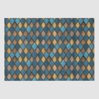 MEDIEVAL BLUE HARLEQUIN WOOD METAL DECOUPAGE TISSUE PAPER