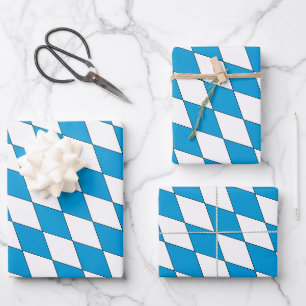Medieval Blue White Bavaria Diamond Shaped Wrapping Paper Sheet