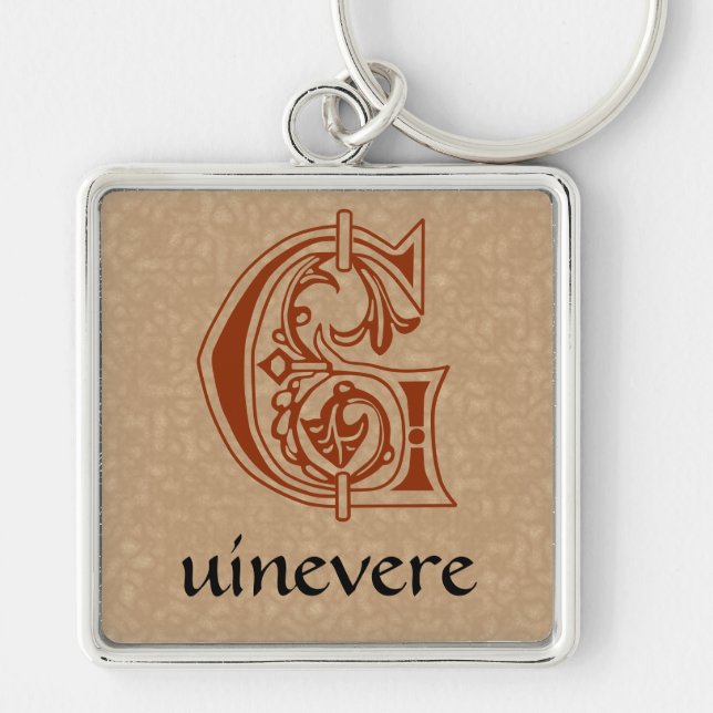 Medieval Botanical Decorative Capital G Key Ring (Front)