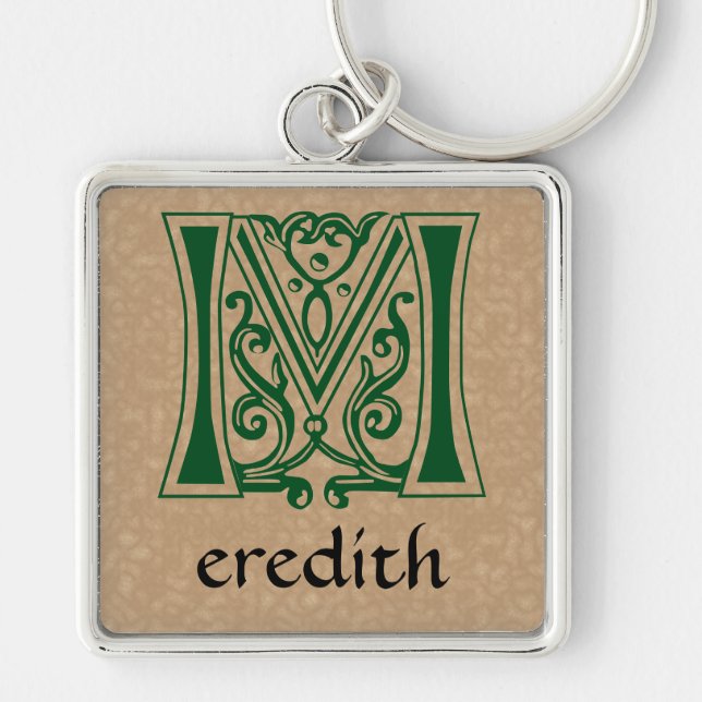Medieval Botanical Decorative Capital M Key Ring (Front)
