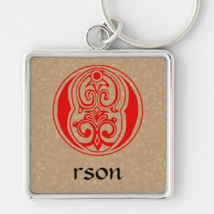 Medieval Botanical Decorative Capital O Key Ring