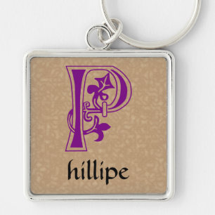 Medieval Botanical Decorative Capital P Key Ring