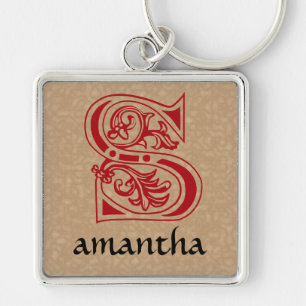 Medieval Botanical Decorative Capital S Key Ring