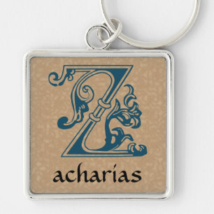 Medieval Botanical Decorative Capital Z Key Ring