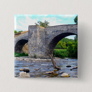 Medieval bridge in Zubiri 15 Cm Square Badge