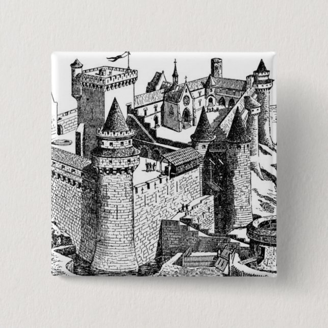 Medieval Castle 15 Cm Square Badge (Front)