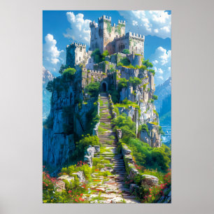 Medieval Castle on Hill Poster
