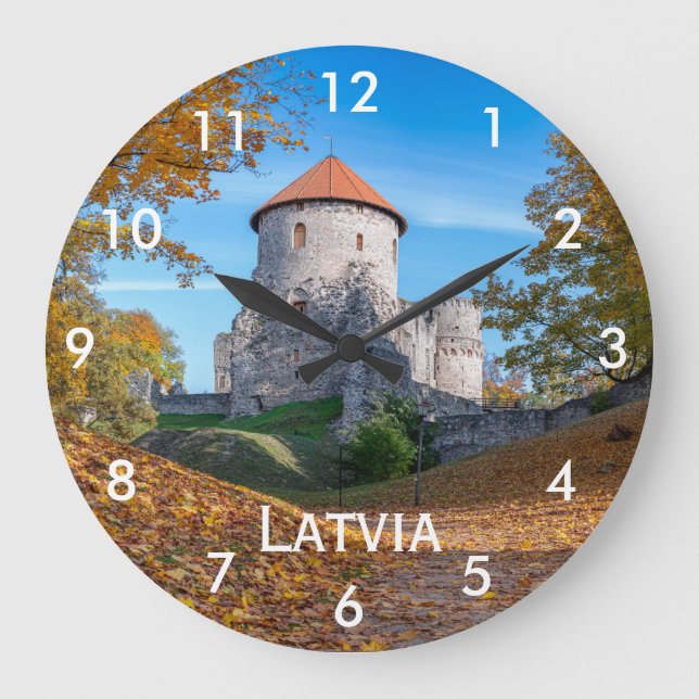 Medieval castle surrounded by forest large clock (Front)