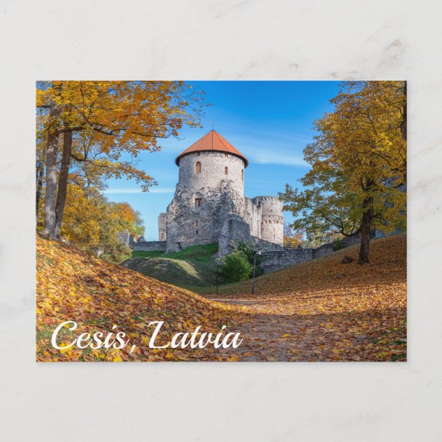 Medieval castle surrounded by forest postcard (Front)