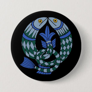 Medieval Celtic Knot Fish 7.5 Cm Round Badge