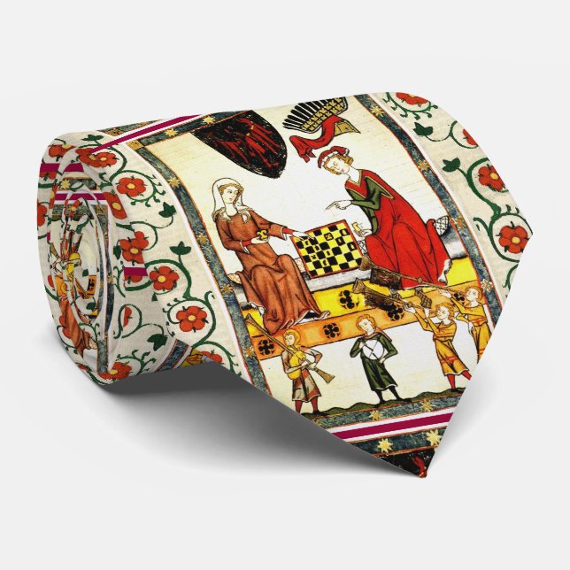 MEDIEVAL CHESS PLAYERS IN COURT  TIE (Rolled)