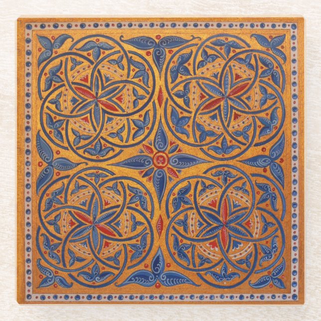 Medieval circles glass coaster (Front)