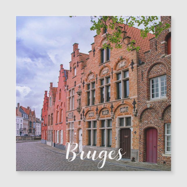 Medieval colorful brick houses in Bruges, Belgium  (Front)