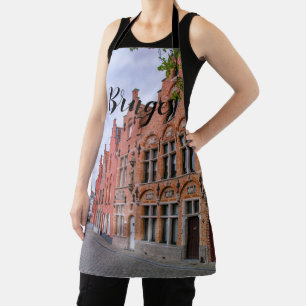 Medieval colorful brick houses in Bruges, Belgium Apron