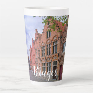 Medieval colorful brick houses in Bruges, Belgium Latte Mug