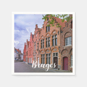 Medieval colorful brick houses in Bruges, Belgium Napkin
