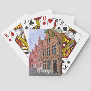Medieval colorful brick houses in Bruges, Belgium Playing Cards