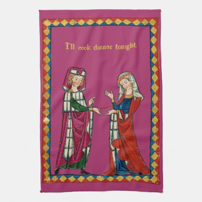 Medieval Couple Tea Towel (Vertical)