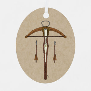Medieval Crossbow with Bolts Metal Tree Decoration