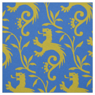 Medieval Dande-Lions on Blue Fabric