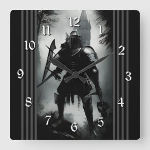 Medieval Dark Knight  Square Wall Clock