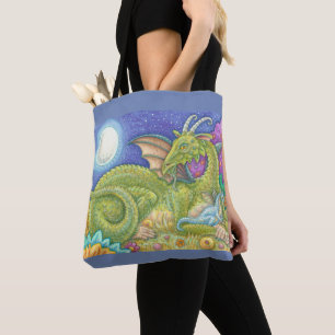 MEDIEVAL DRAGON FAMILY Blue Baby FANTASY TOTE BAG
