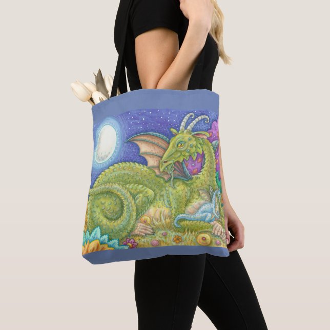 MEDIEVAL DRAGON FAMILY Blue Baby FANTASY TOTE BAG (Close Up)