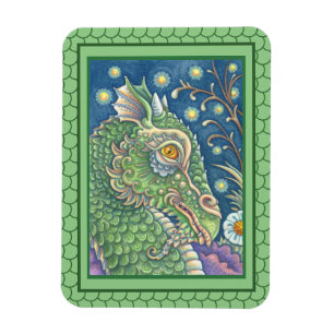 MEDIEVAL DRAGON HEAD PORTRAIT, WHIMSICAL FANTASY MAGNET