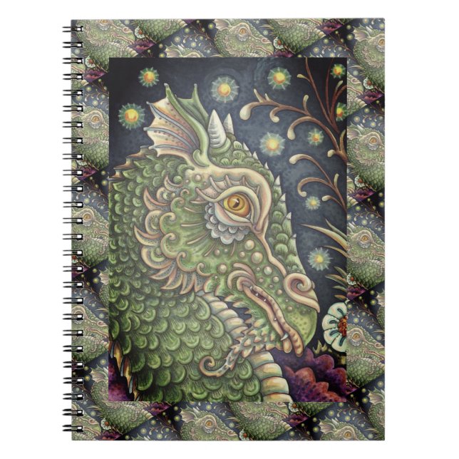 MEDIEVAL DRAGON HEAD PORTRAIT, WHIMSICAL FANTASY NOTEBOOK (Front)