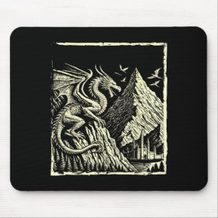 Medieval Dragon Mountain Castle Mythical Men Women Mouse Mat