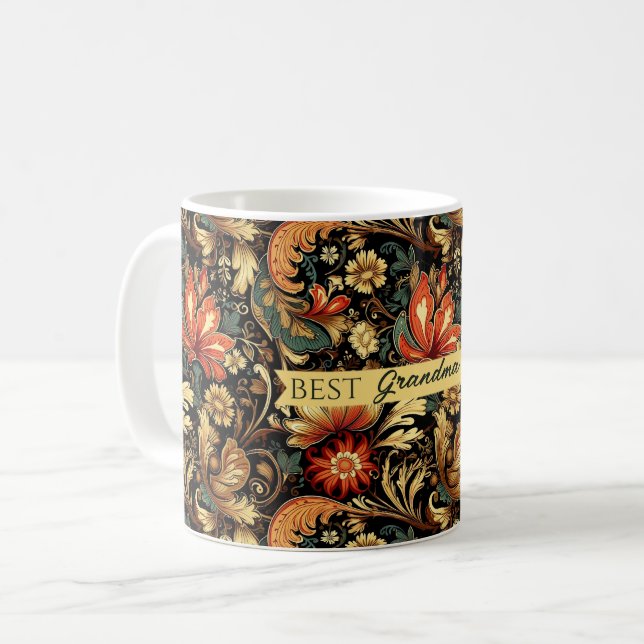 Medieval Elegant Floral Vintage Mug (Front Left)