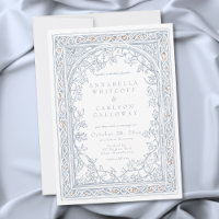 Medieval Fantasy Arch Blue & Gold Etching Wedding