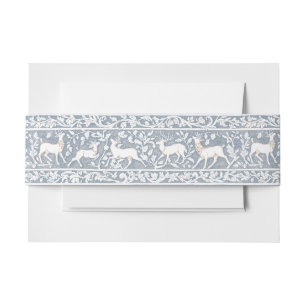 Medieval Fantasy Deer Blue Gold Etching Wedding Invitation Belly Band