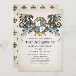 Medieval Fantasy Dragon Monogram Wedding Invitation