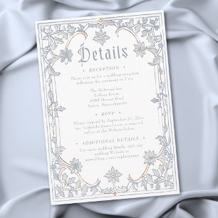 Medieval Fantasy Frame Blue Gold Etching Wedding Enclosure Card