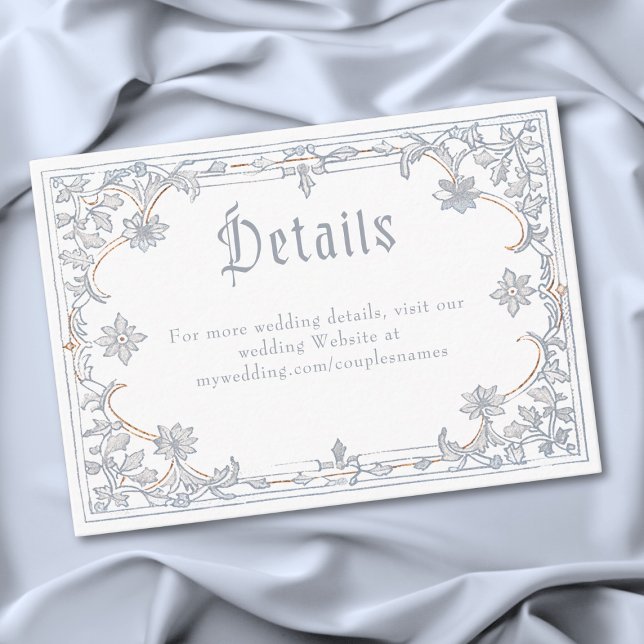 Medieval Fantasy Frame Blue Gold Etching Wedding Enclosure Card (Medieval Fantasy Frame Blue Gold Etching Wedding Enclosure Card)